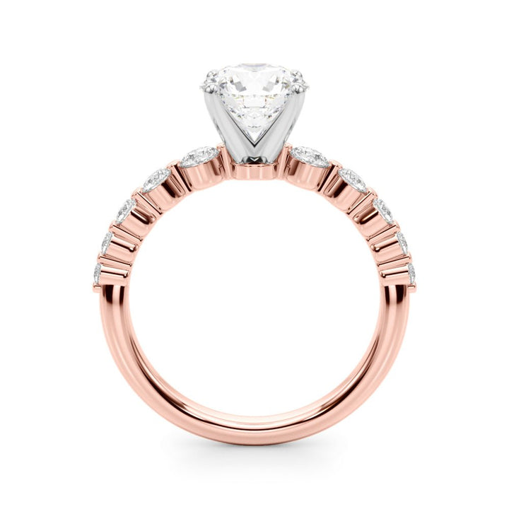 1.00CT 14K Round Brilliant Cut Diamond Ring With Additional Side Diamonds - Engagement rings - Design Jewellers Edmonton