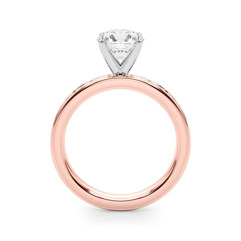 1.00CT 14K Round Brilliant Cut Diamond With Channel Set Baguette Diamonds - Engagement rings - Design Jewellers Edmonton