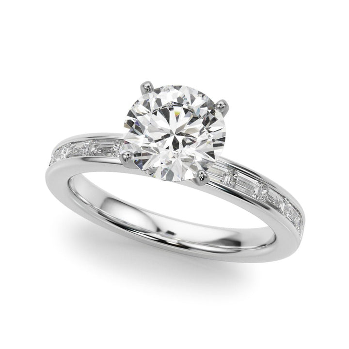 1.00CT 14K Round Brilliant Cut Diamond With Channel Set Baguette Diamonds - Engagement rings - Design Jewellers Edmonton