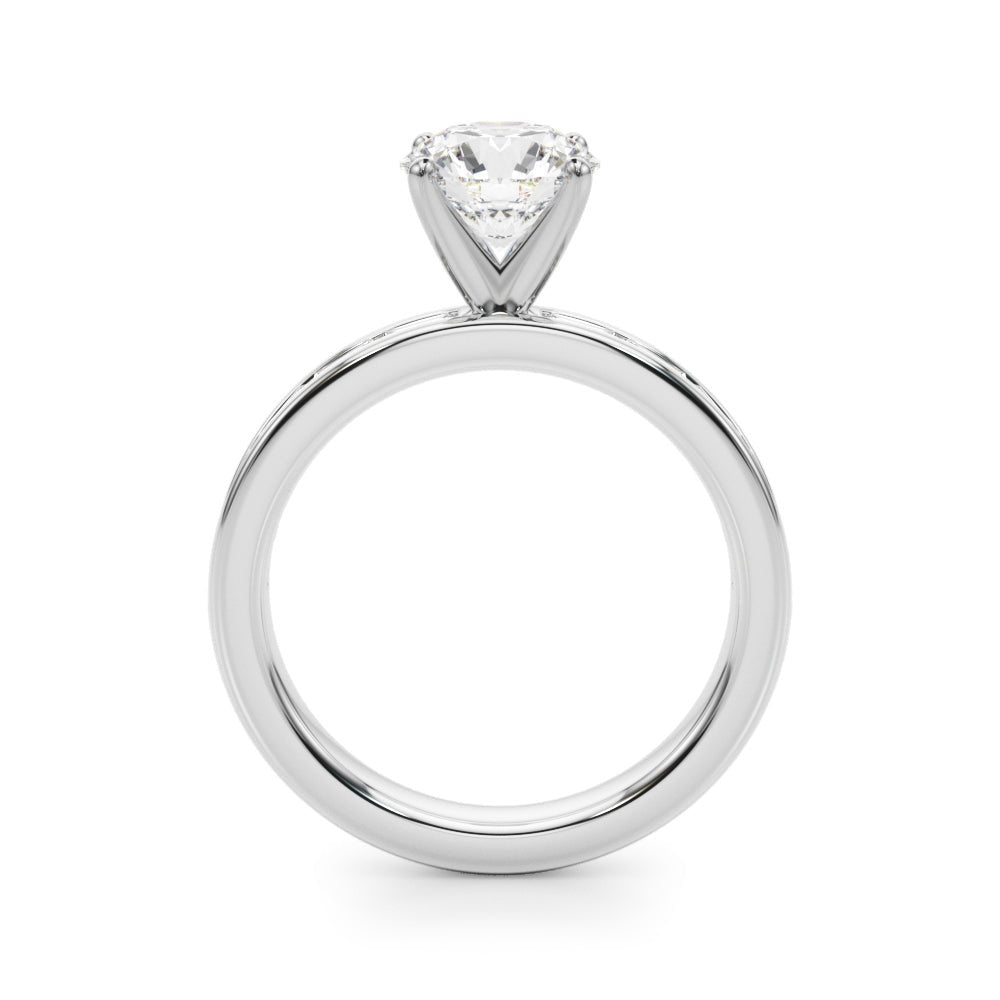 1.00CT 14K Round Brilliant Cut Diamond With Channel Set Baguette Diamonds - Engagement rings - Design Jewellers Edmonton