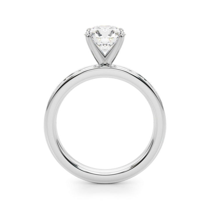 1.00CT 14K Round Brilliant Cut Diamond With Channel Set Baguette Diamonds - Engagement rings - Design Jewellers Edmonton