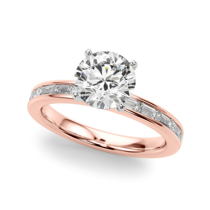 1.00CT 14K Round Brilliant Cut Diamond With Channel Set Baguette Diamonds - Engagement rings - Design Jewellers Edmonton