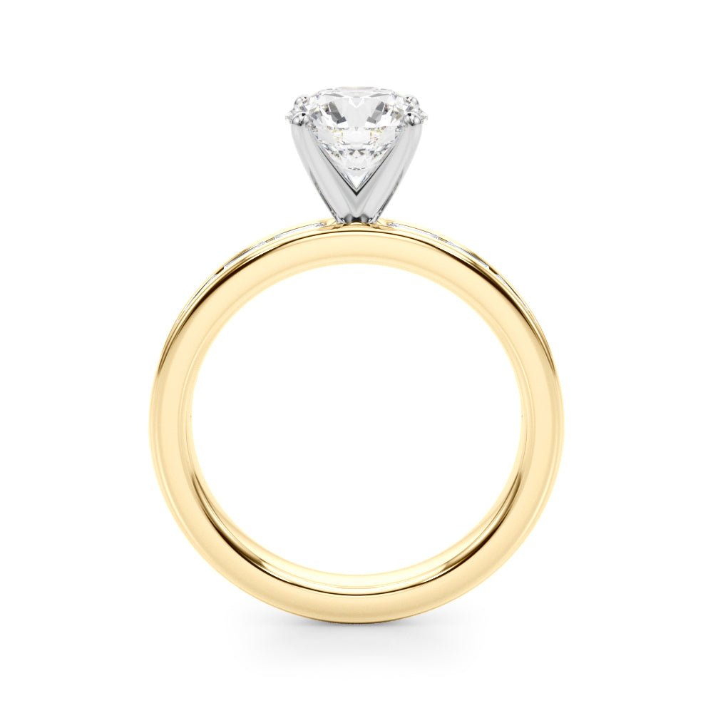 1.00CT 14K Round Brilliant Cut Diamond With Channel Set Baguette Diamonds - Engagement rings - Design Jewellers Edmonton