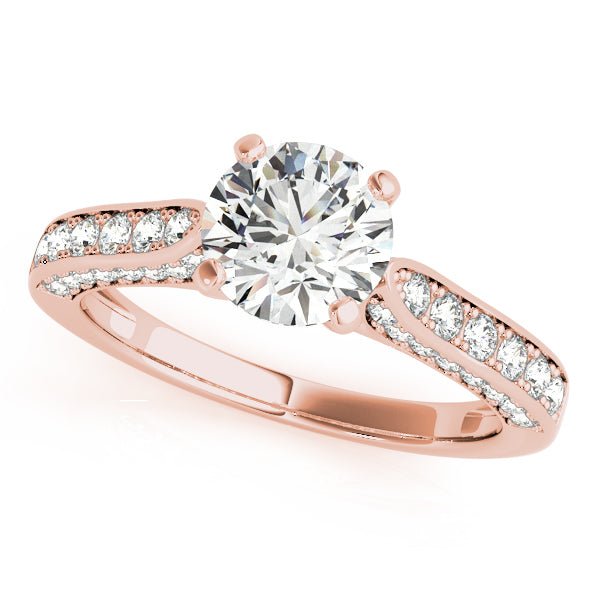 1.00CT 14K Round Brilliant Cut Diamond With Side Diamonds - Engagement rings - Design Jewellers Edmonton