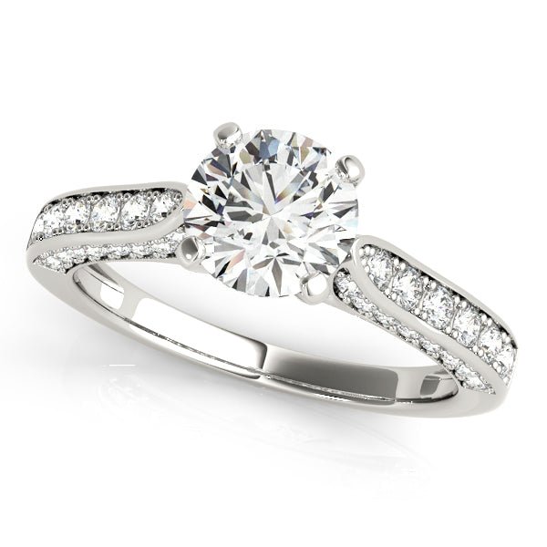 1.00CT 14K Round Brilliant Cut Diamond With Side Diamonds - Engagement rings - Design Jewellers Edmonton