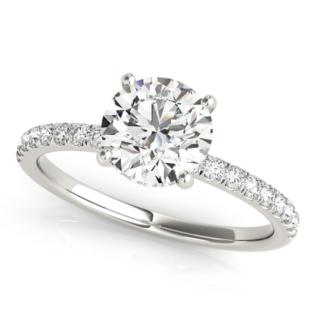 1.00CT 14K  Round Brilliant Cut Diamond With Side Diamonds