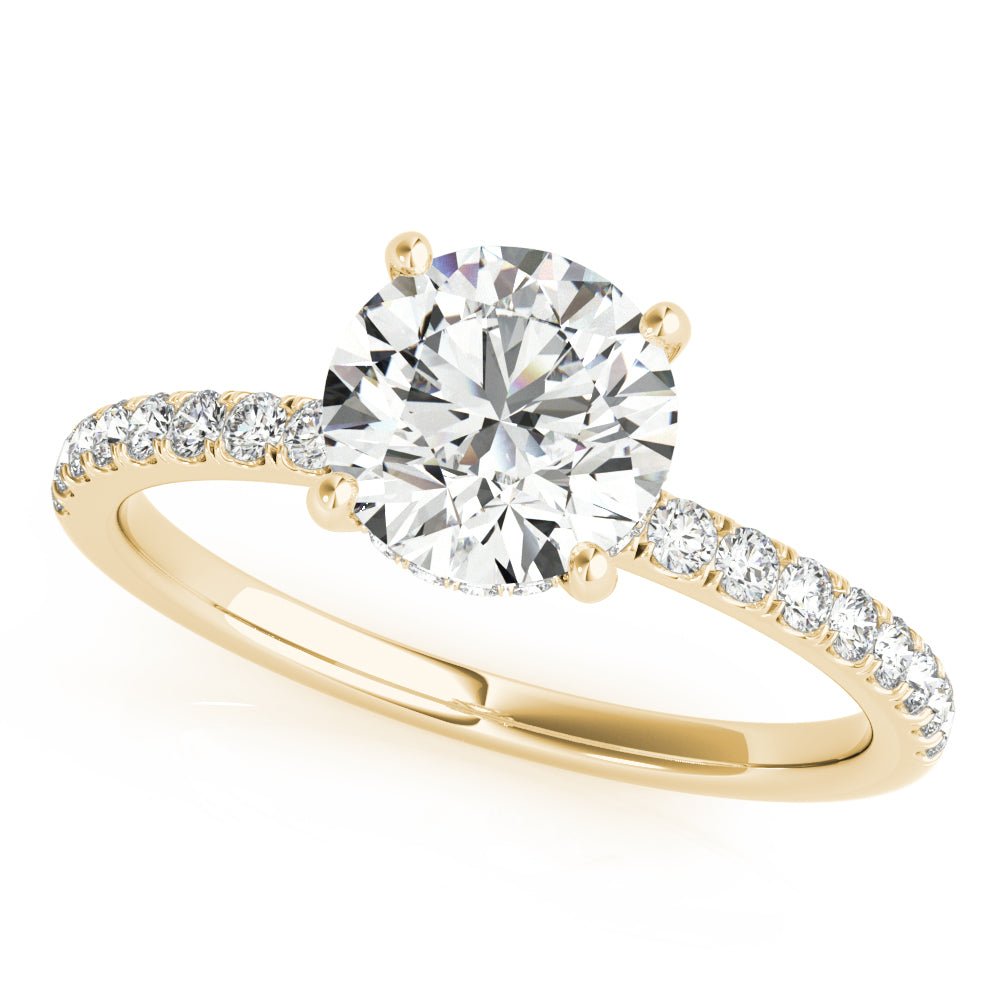 1.00CT 14K Round Brilliant Cut Diamond With Side Diamonds - Engagement rings - Design Jewellers Edmonton