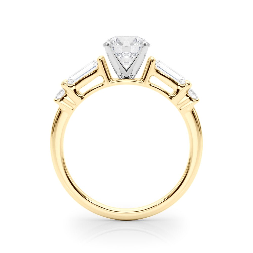 1.00CT 14K Round Brilliant Cut Engagement Ring With Baguette Cut Diamonds - Engagement rings - Design Jewellers Edmonton