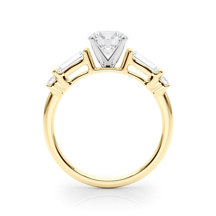 1.00CT 14K Round Brilliant Cut Engagement Ring With Baguette Cut Diamonds - Engagement rings - Design Jewellers Edmonton