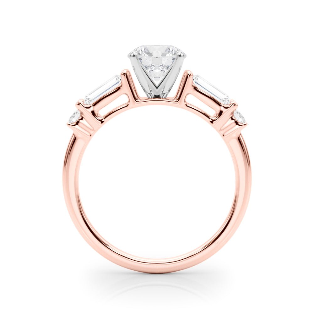 1.00CT 14K Round Brilliant Cut Engagement Ring With Baguette Cut Diamonds - Engagement rings - Design Jewellers Edmonton