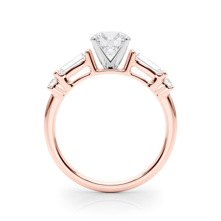 1.00CT 14K Round Brilliant Cut Engagement Ring With Baguette Cut Diamonds - Engagement rings - Design Jewellers Edmonton