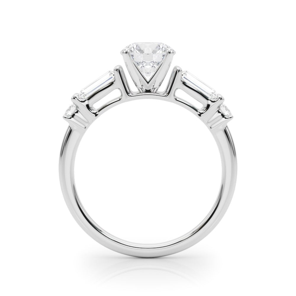 1.00CT 14K Round Brilliant Cut Engagement Ring With Baguette Cut Diamonds - Engagement rings - Design Jewellers Edmonton