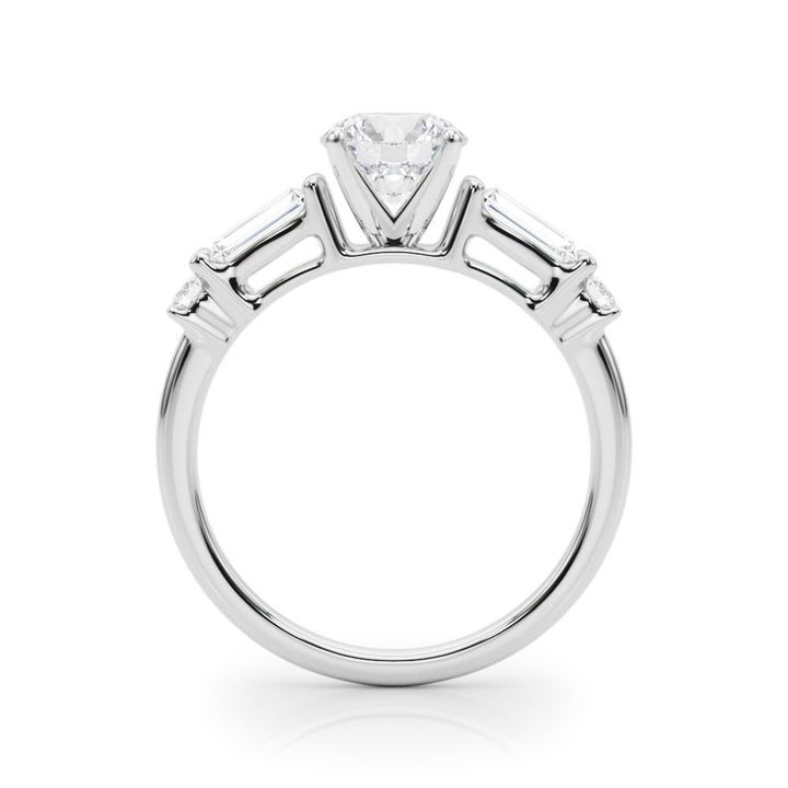 1.00CT 14K Round Brilliant Cut Engagement Ring With Baguette Cut Diamonds - Engagement rings - Design Jewellers Edmonton