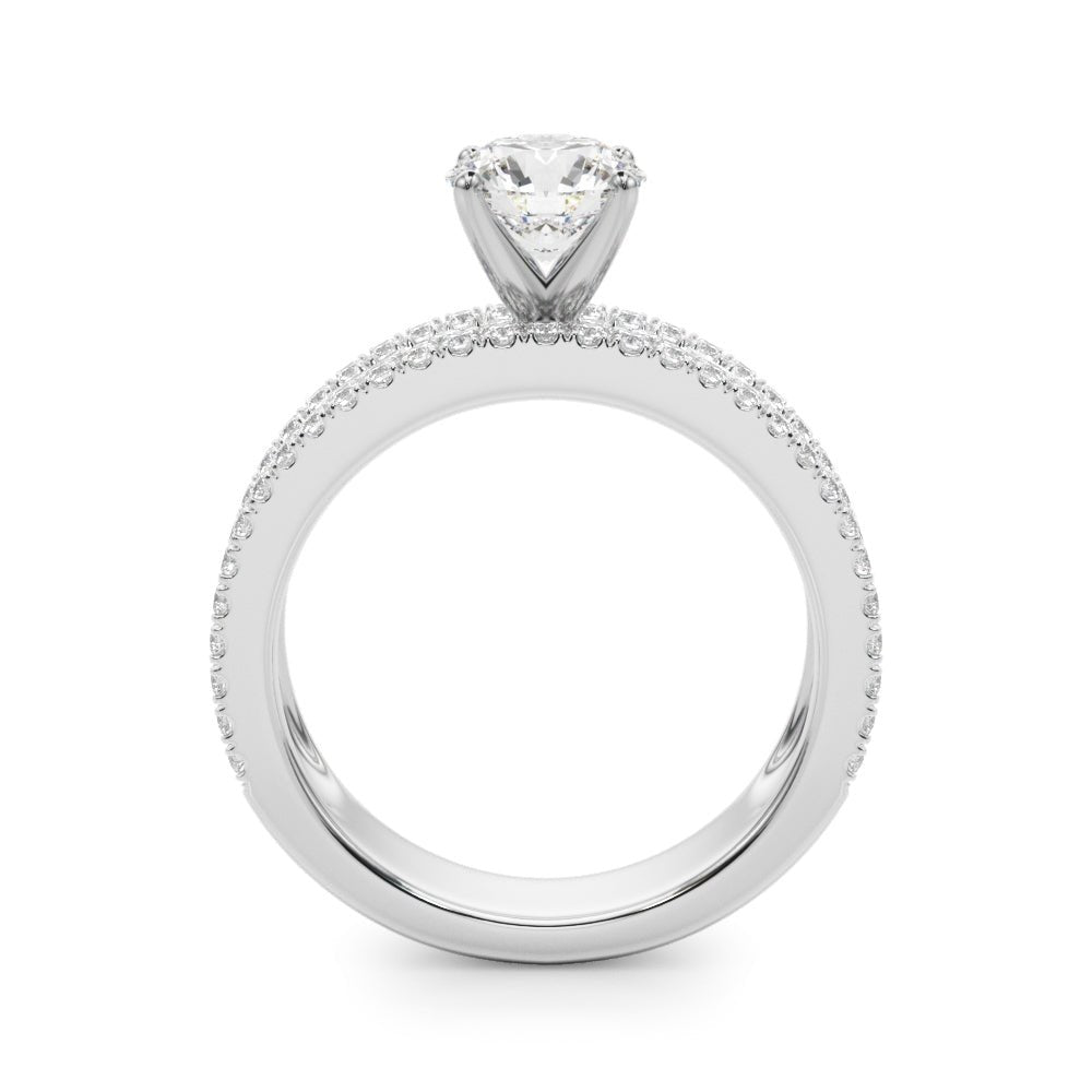 1.00CT 14K Round Brilliant Diamond 3 Row Ring Design Accented With Baguette and Round Cut Diamonds - Luxury Rings - Design Jewellers Edmonton