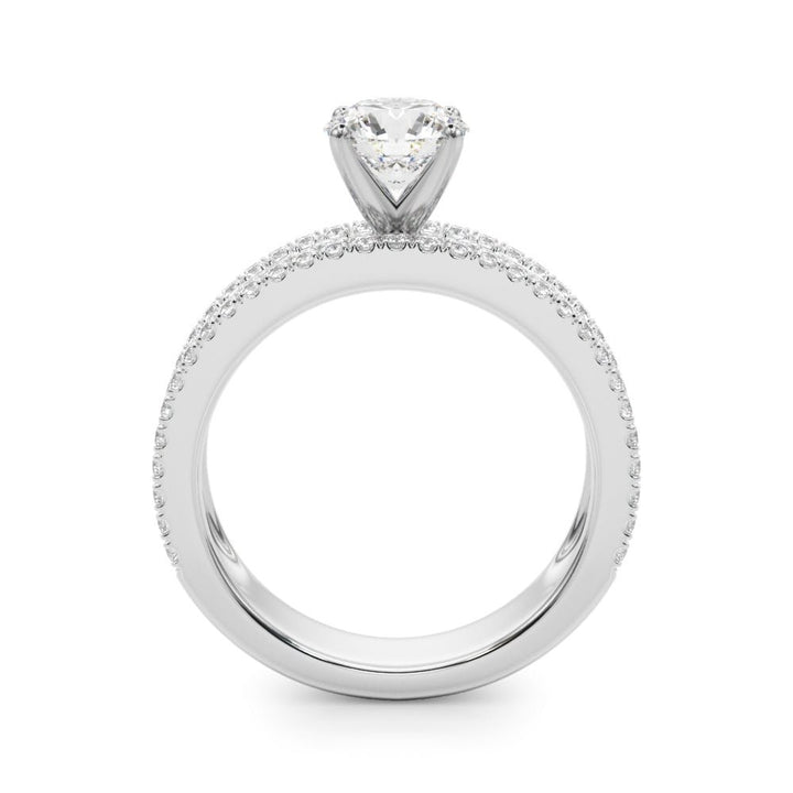 1.00CT 14K Round Brilliant Diamond 3 Row Ring Design Accented With Baguette and Round Cut Diamonds - Luxury Rings - Design Jewellers Edmonton