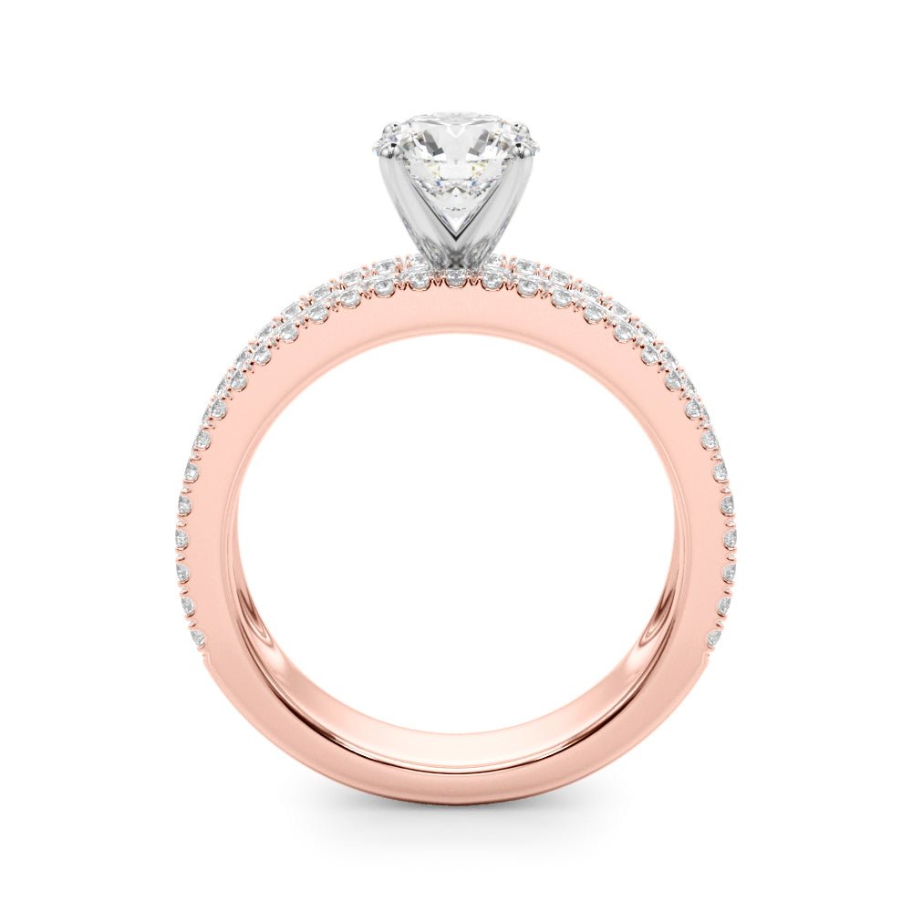 1.00CT 14K Round Brilliant Diamond 3 Row Ring Design Accented With Baguette and Round Cut Diamonds - Luxury Rings - Design Jewellers Edmonton
