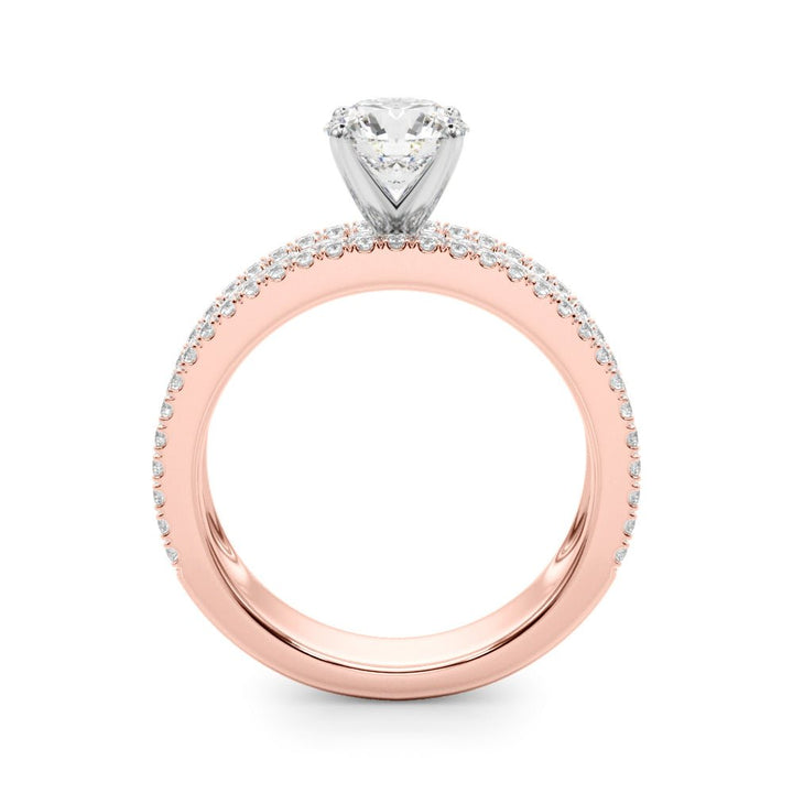 1.00CT 14K Round Brilliant Diamond 3 Row Ring Design Accented With Baguette and Round Cut Diamonds - Luxury Rings - Design Jewellers Edmonton