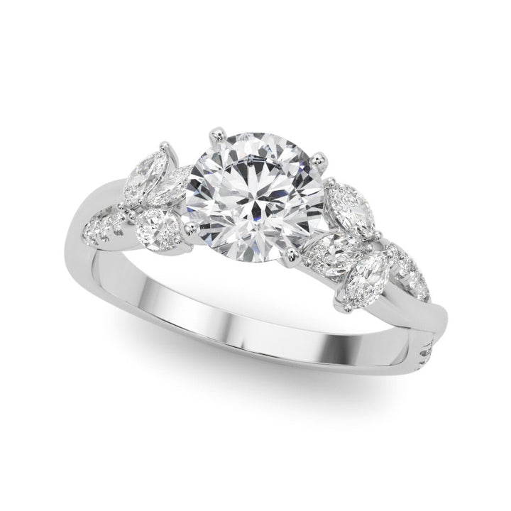 1.00CT 14K Round Brilliant Diamond 3 Row Ring Design Accented With Baguette and Round Cut Diamonds - Luxury Rings - Design Jewellers Edmonton