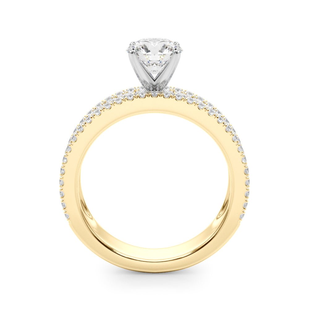 1.00CT 14K Round Brilliant Diamond 3 Row Ring Design Accented With Baguette and Round Cut Diamonds - Luxury Rings - Design Jewellers Edmonton