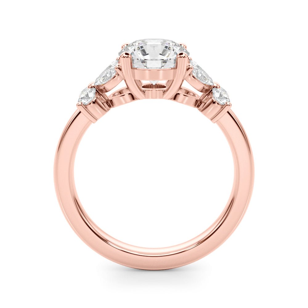 1.00CT 14K Round Brilliant Diamond Design With Marquise and Round Brilliant Accented Shoulders - Engagement rings - Design Jewellers Edmonton