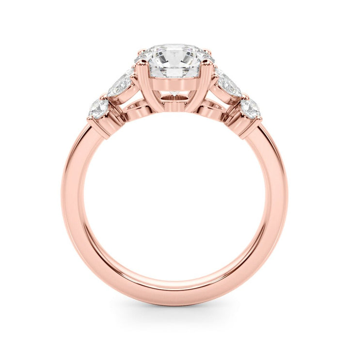 1.00CT 14K Round Brilliant Diamond Design With Marquise and Round Brilliant Accented Shoulders - Engagement rings - Design Jewellers Edmonton