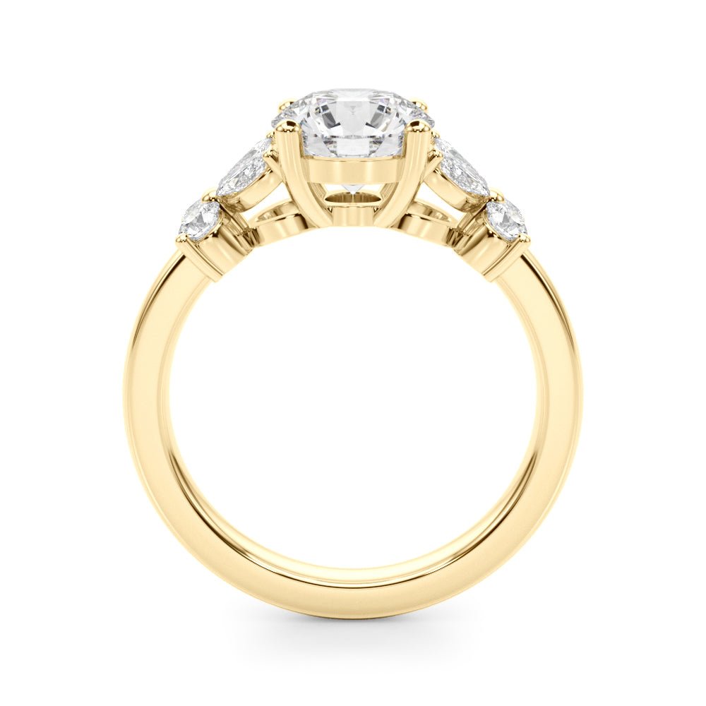 1.00CT 14K Round Brilliant Diamond Design With Marquise and Round Brilliant Accented Shoulders - Engagement rings - Design Jewellers Edmonton