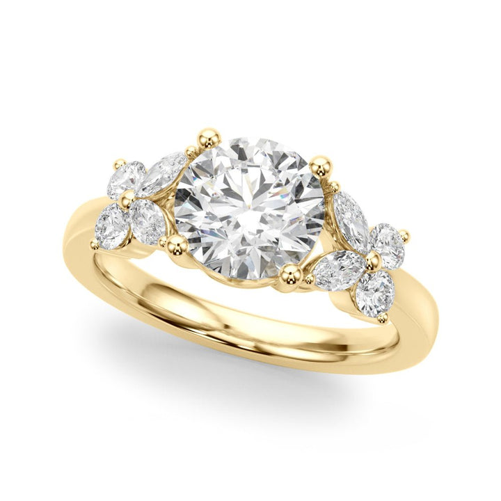 1.00CT 14K Round Brilliant Diamond Design With Marquise and Round Brilliant Accented Shoulders - Engagement rings - Design Jewellers Edmonton
