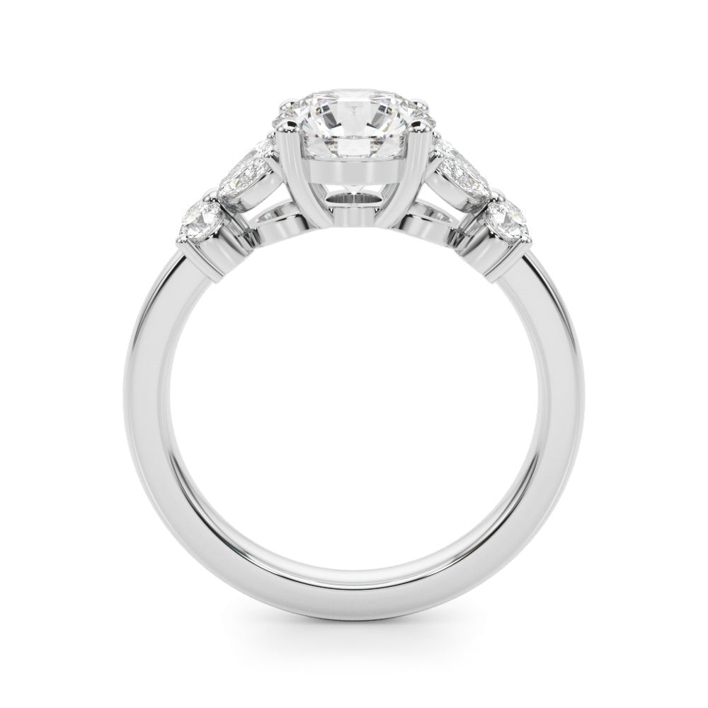 1.00CT 14K Round Brilliant Diamond Design With Marquise and Round Brilliant Accented Shoulders - Engagement rings - Design Jewellers Edmonton