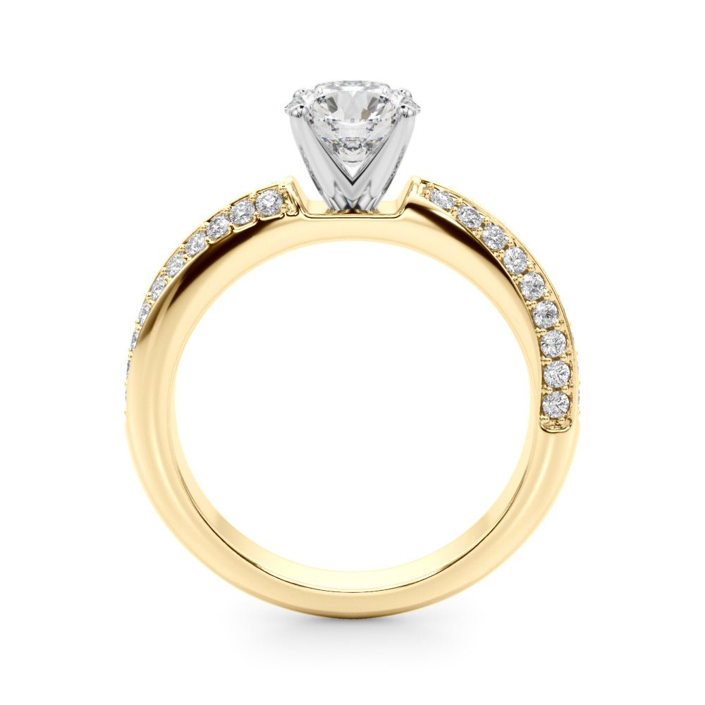 1.00CT 14K Round Brilliant Diamond Ring Accented With a Multi - Row of Round Diamonds - Luxury Rings - Design Jewellers Edmonton