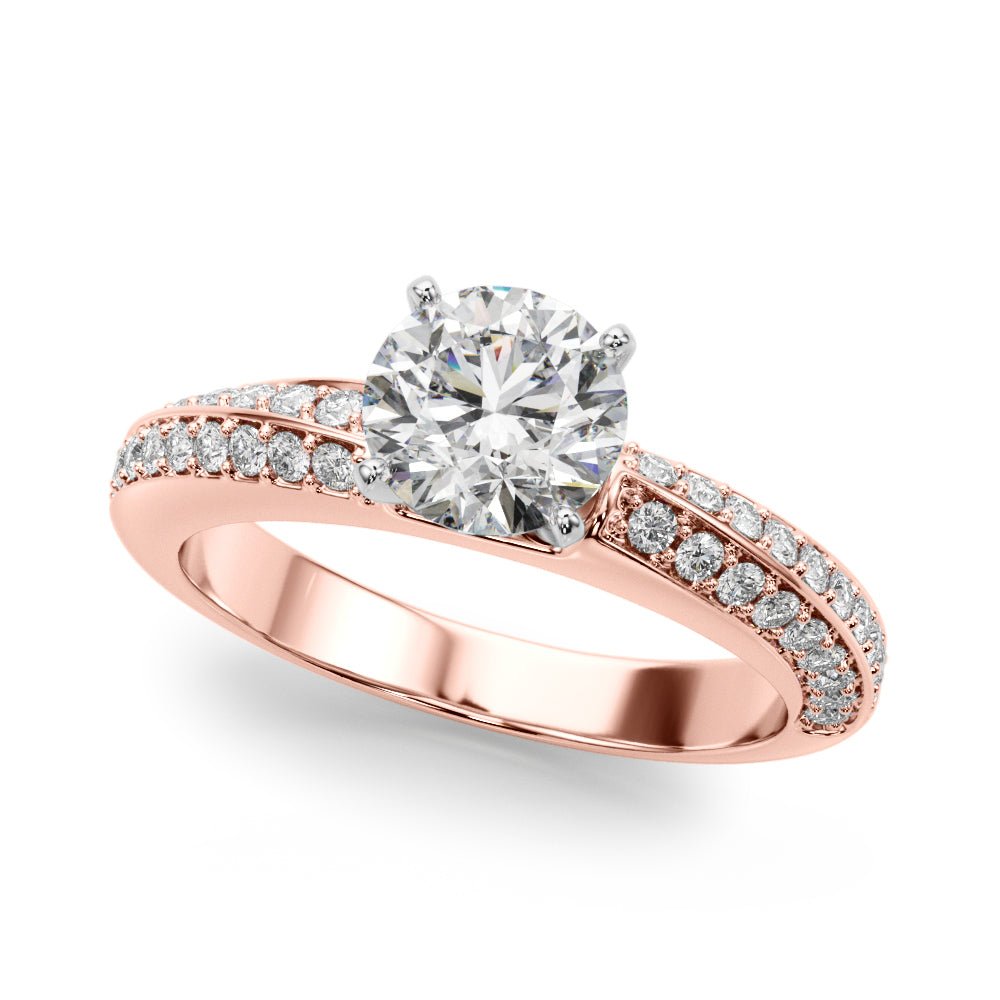 1.00CT 14K Round Brilliant Diamond Ring Accented With a Multi - Row of Round Diamonds - Luxury Rings - Design Jewellers Edmonton