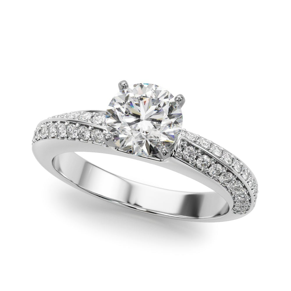 1.00CT 14K  Round Brilliant Diamond Ring Accented With a Multi-Row of Round Diamonds