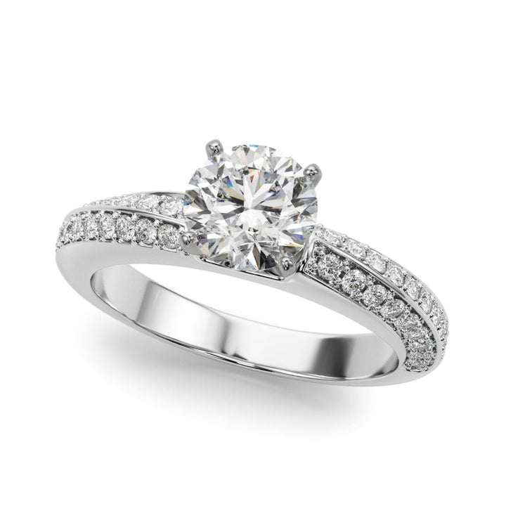 1.00CT 14K Round Brilliant Diamond Ring Accented With a Multi - Row of Round Diamonds - Luxury Rings - Design Jewellers Edmonton