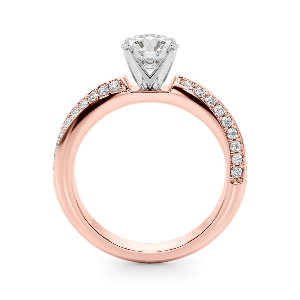 1.00CT 14K Round Brilliant Diamond Ring Accented With a Multi - Row of Round Diamonds - Luxury Rings - Design Jewellers Edmonton