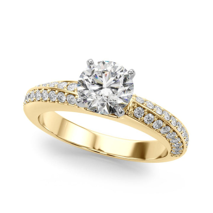 1.00CT 14K Round Brilliant Diamond Ring Accented With a Multi - Row of Round Diamonds - Luxury Rings - Design Jewellers Edmonton
