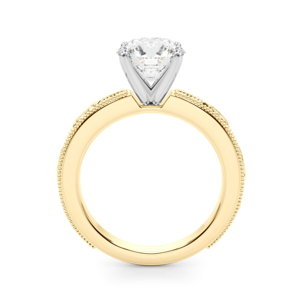 1.00CT 14K Round Brilliant Diamond Ring Accented with Leaf - like Vine Shoulders - Engagement rings - Design Jewellers Edmonton