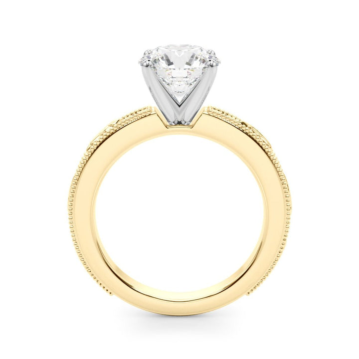 1.00CT 14K Round Brilliant Diamond Ring Accented with Leaf - like Vine Shoulders - Engagement rings - Design Jewellers Edmonton