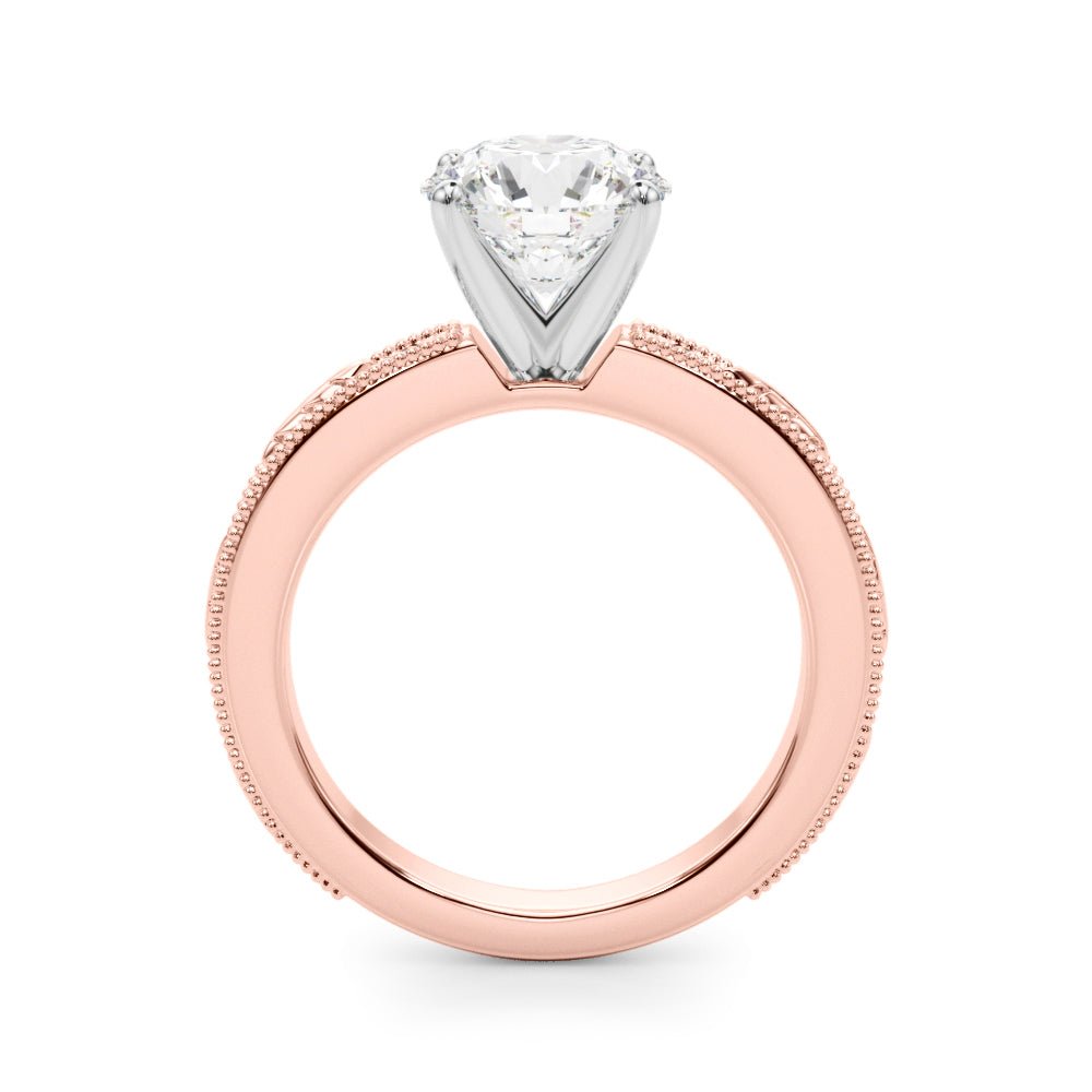 1.00CT 14K Round Brilliant Diamond Ring Accented with Leaf - like Vine Shoulders - Engagement rings - Design Jewellers Edmonton