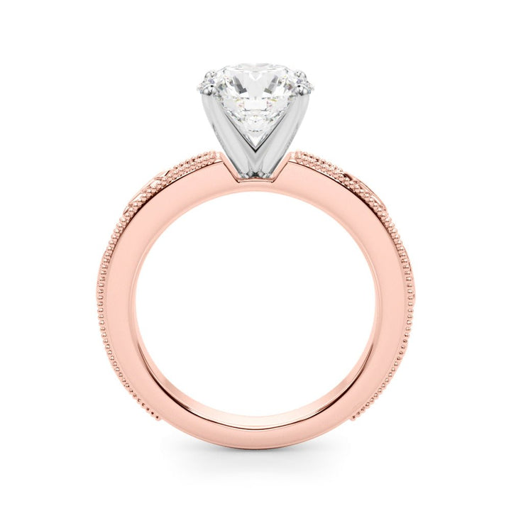1.00CT 14K Round Brilliant Diamond Ring Accented with Leaf - like Vine Shoulders - Engagement rings - Design Jewellers Edmonton