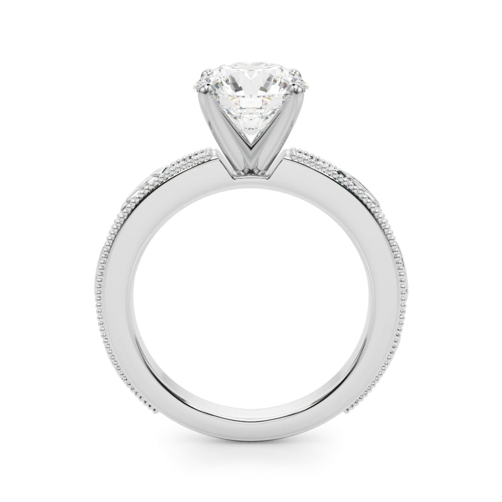 1.00CT 14K Round Brilliant Diamond Ring Accented with Leaf - like Vine Shoulders - Engagement rings - Design Jewellers Edmonton