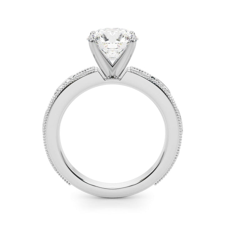 1.00CT 14K Round Brilliant Diamond Ring Accented with Leaf - like Vine Shoulders - Engagement rings - Design Jewellers Edmonton