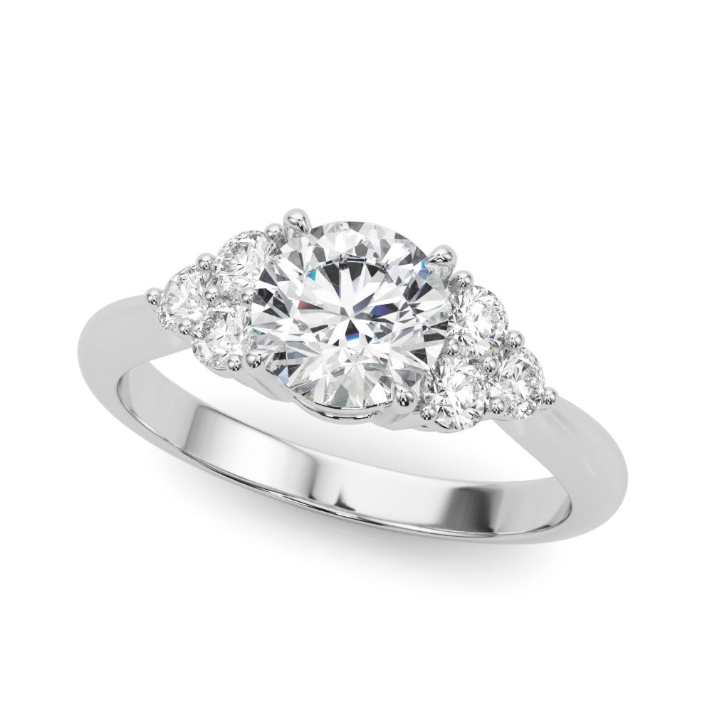 0.50CT 14K  Round Brilliant Multi Stone Low Set Diamond Ring Design