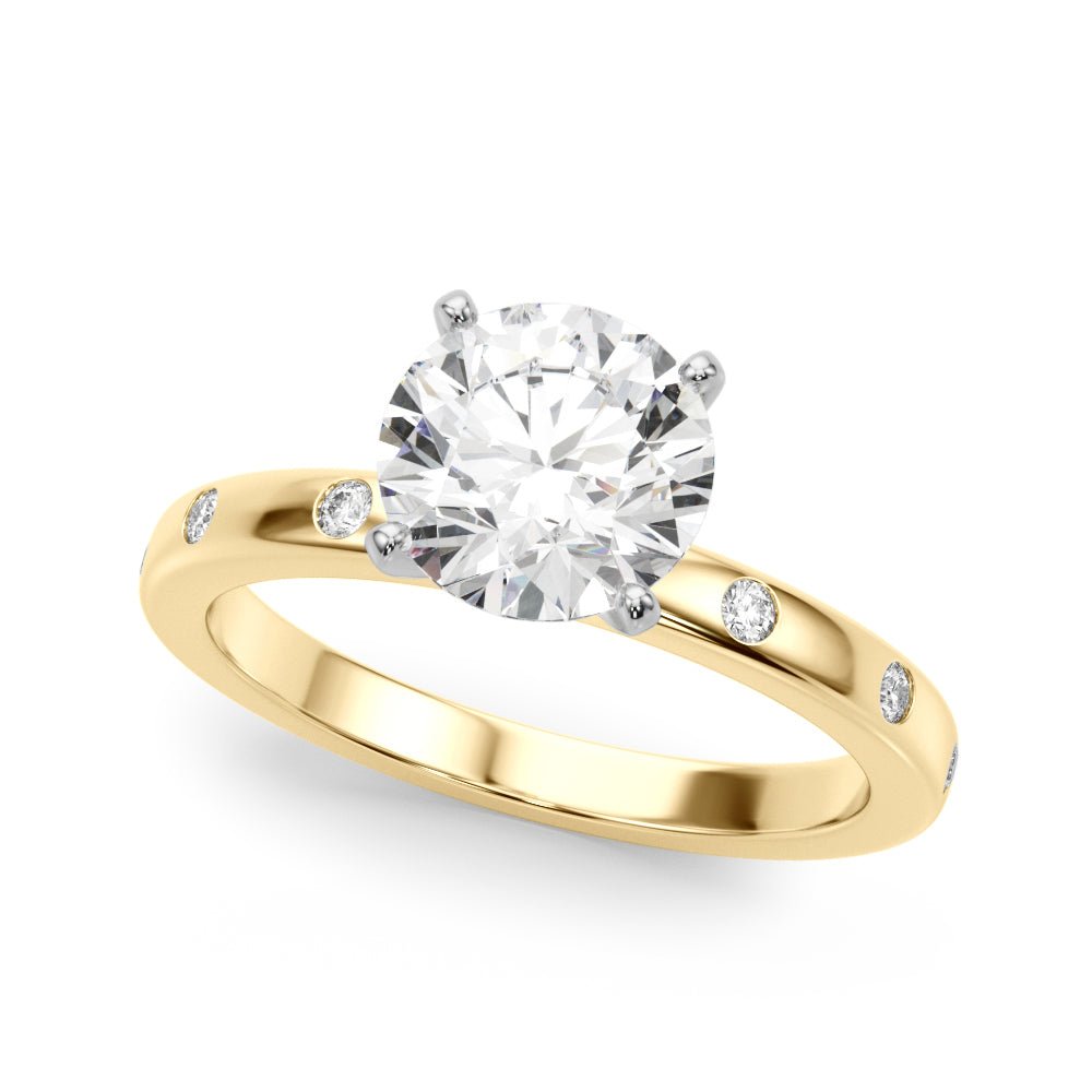 1.00CT 14K Round Brilliant Solitaire With Gypsy Set Side Diamonds - Engagement rings - Design Jewellers Edmonton