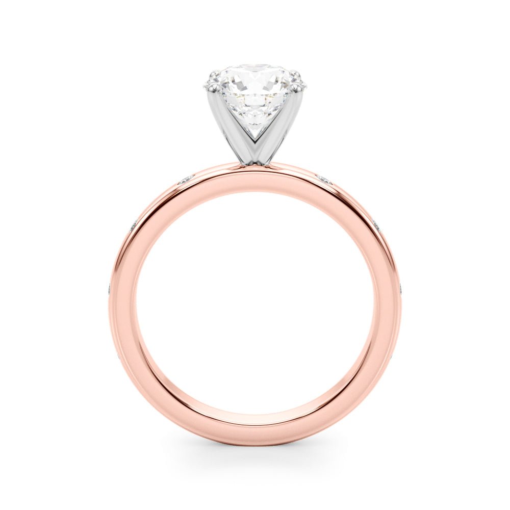 1.00CT 14K Round Brilliant Solitaire With Gypsy Set Side Diamonds - Engagement rings - Design Jewellers Edmonton