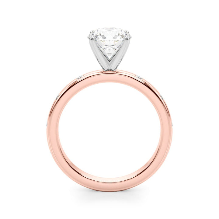1.00CT 14K Round Brilliant Solitaire With Gypsy Set Side Diamonds - Engagement rings - Design Jewellers Edmonton