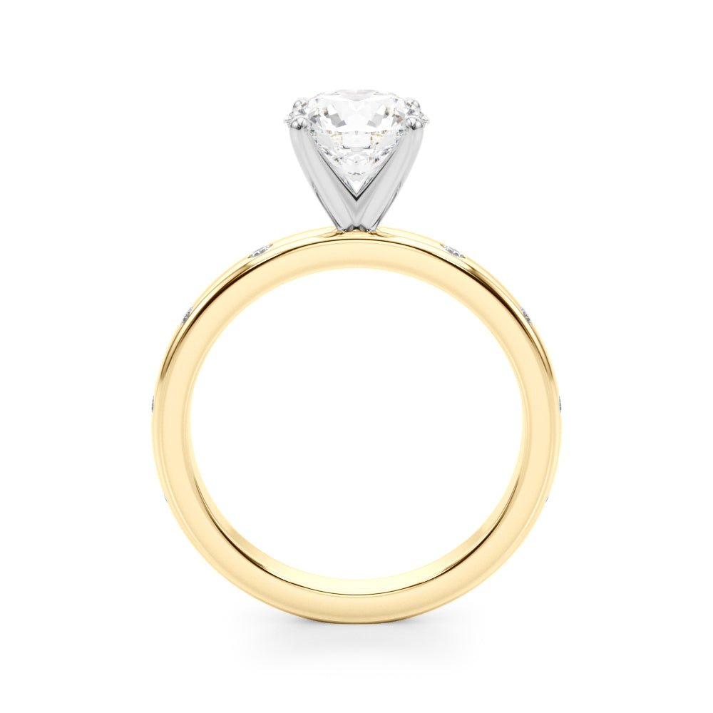 1.00CT 14K Round Brilliant Solitaire With Gypsy Set Side Diamonds - Engagement rings - Design Jewellers Edmonton