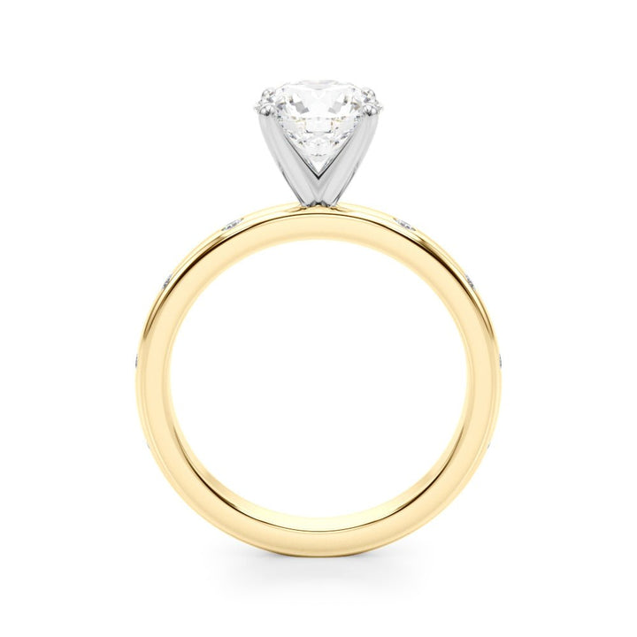 1.00CT 14K Round Brilliant Solitaire With Gypsy Set Side Diamonds - Engagement rings - Design Jewellers Edmonton