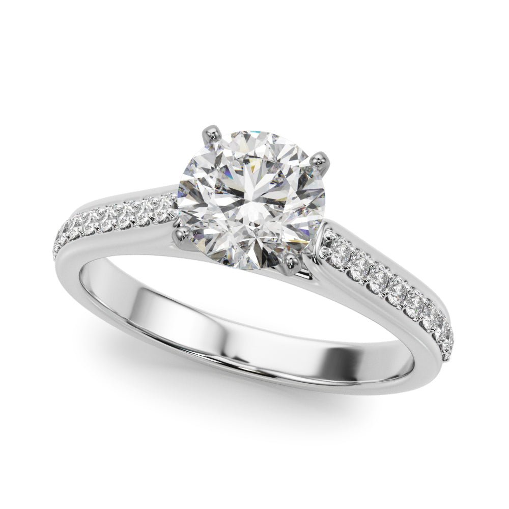 1.00CT 14K  Round Brilliant With Side Diamonds On The Shoulders