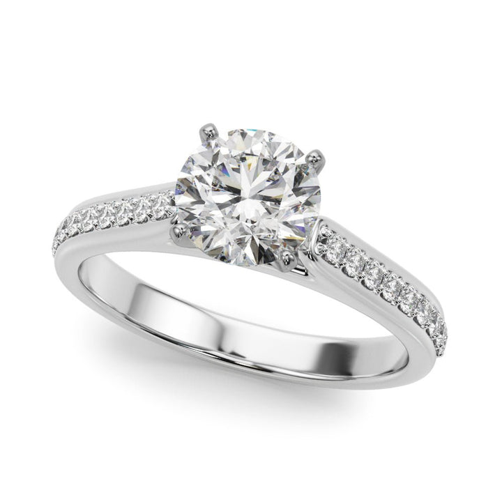 1.00CT 14K Round Brilliant With Side Diamonds On The Shoulders - Luxury Rings - Design Jewellers Edmonton