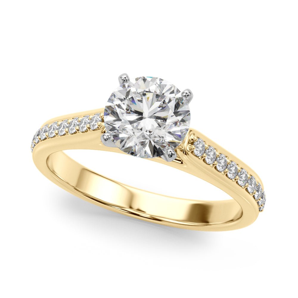 1.00CT 14K Round Brilliant With Side Diamonds On The Shoulders - Luxury Rings - Design Jewellers Edmonton