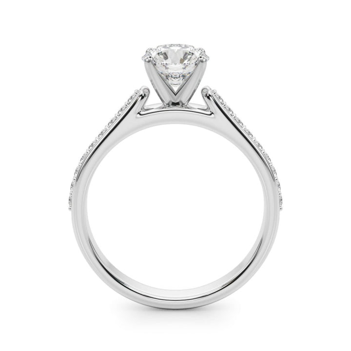 1.00CT 14K Round Brilliant With Side Diamonds On The Shoulders - Luxury Rings - Design Jewellers Edmonton